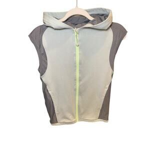 Ivivva Lululemon Vest Girl 12 Short Sleeve Hooded Zip Athletic Jacket Blue Green